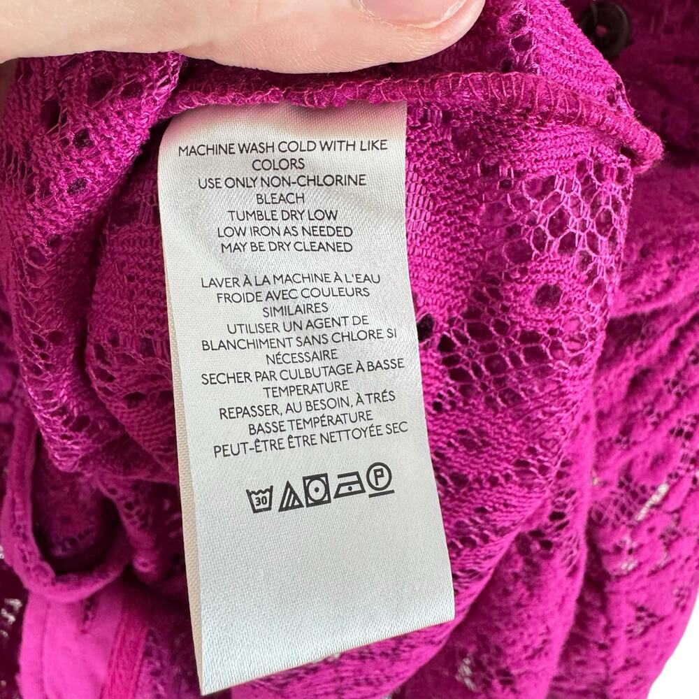 We The Free Ruby Lace Raspberry Shacket Jacket Button Up Oversized Size L - Picture 10 of 10